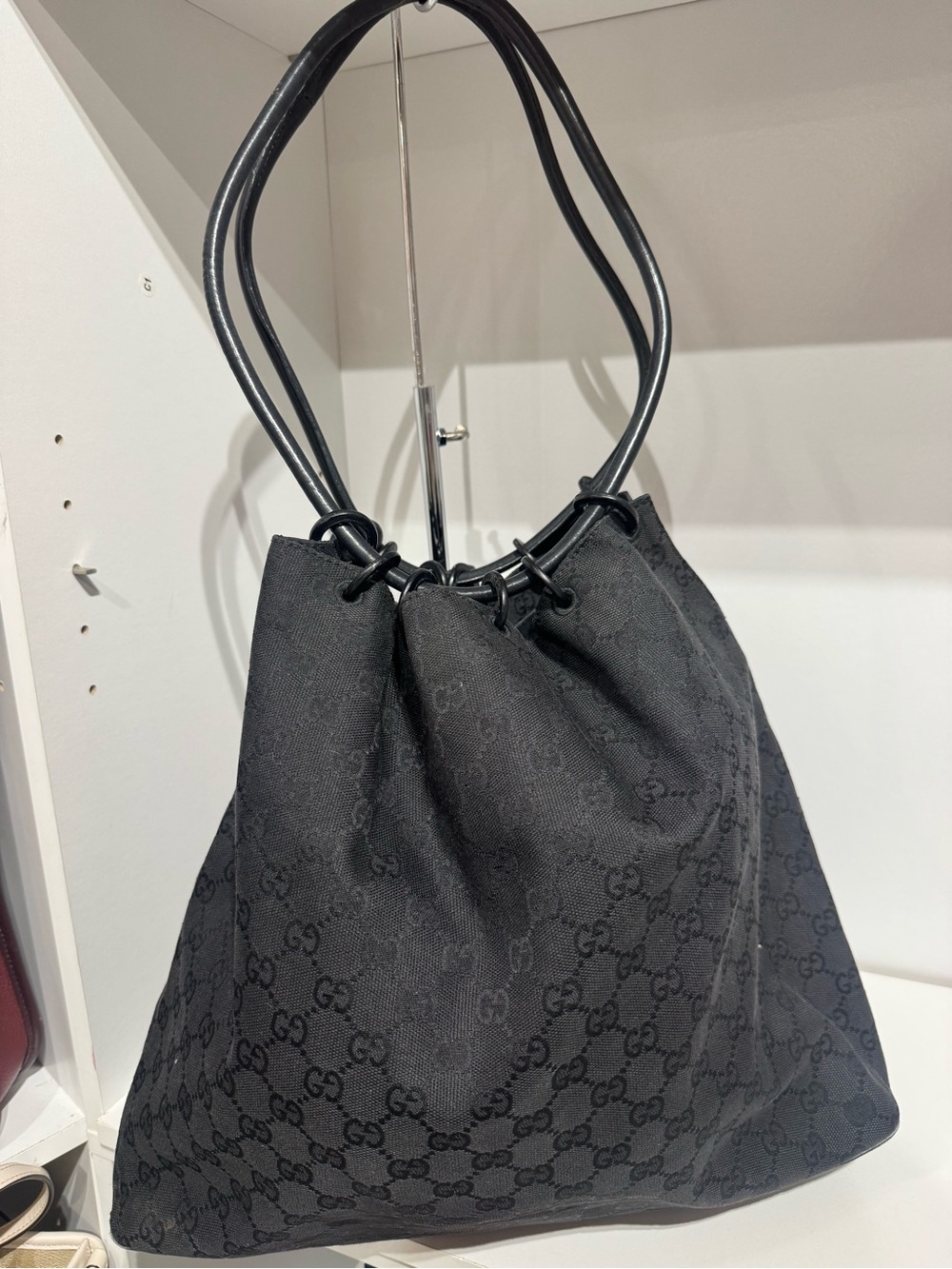Gucci 1999 GG Black Patterned Shoulder Bag - Picture 3 of 7